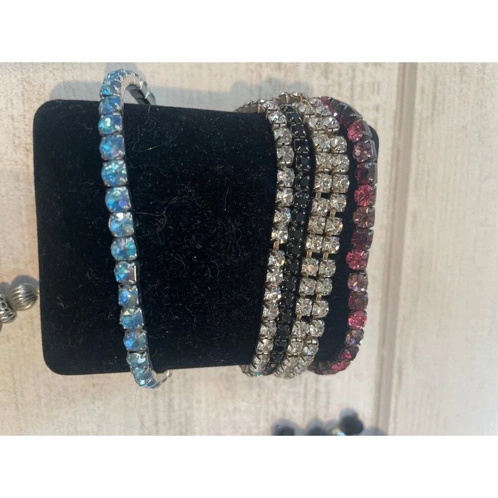 *Vintage costume, jewelry lot, bracelets, necklace, earrings, black white silver